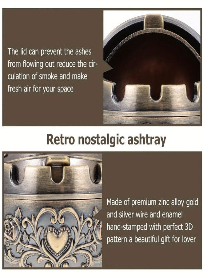 Dratal Zinc Alloy Ashtray, Ashtray with Lid, Retro Restaurant Garden Bar Clubhouse Trash Can Outdoor Indoor Home Office Decoration Bar, Coffee Shop, Hotel - Image 4