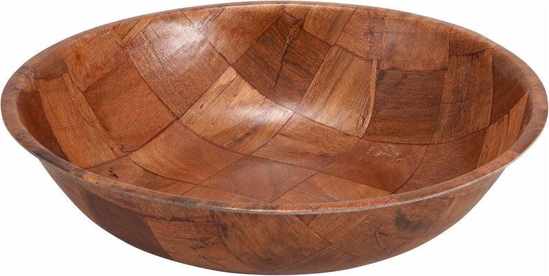 Winco وعاء سلطة خشبي منسوج WWB-14، 14 بوصة، بني - Image 1