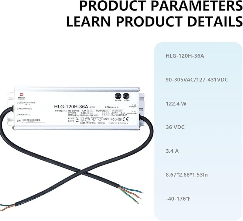 GFZ HLG 120H 36A 122 4W IP65 Waterproof LED Power Supply 36V 3 4A For Street Light - Image 4