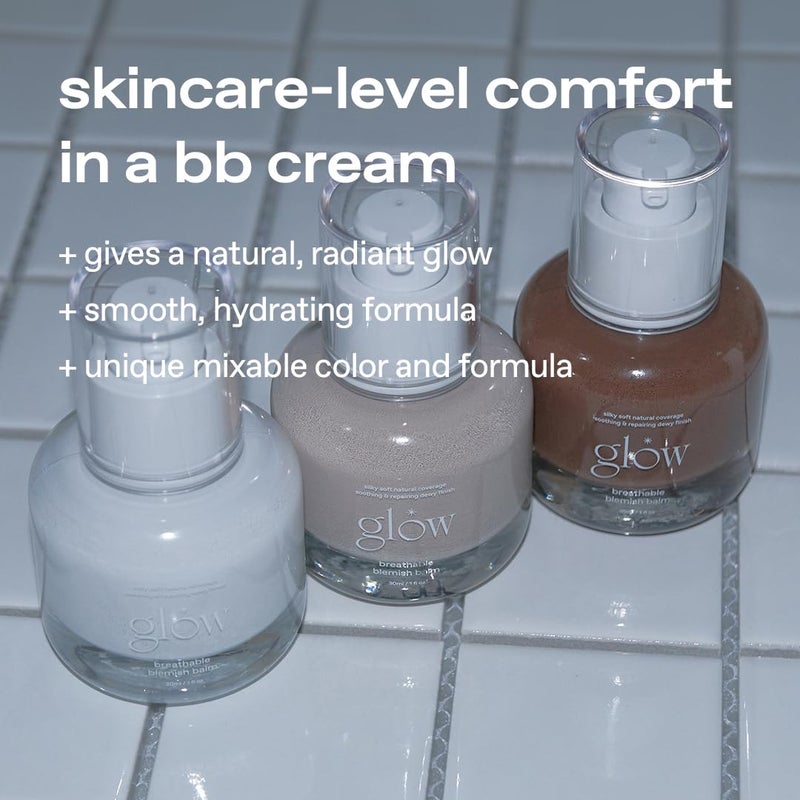 glow breathable blemish balm #one | medium-coverage bb cream & tinted moisturizer | skincare-like finish with green tea leaf water infusion | healthy radiant non-comedogenic | 1 fl oz - Image 4