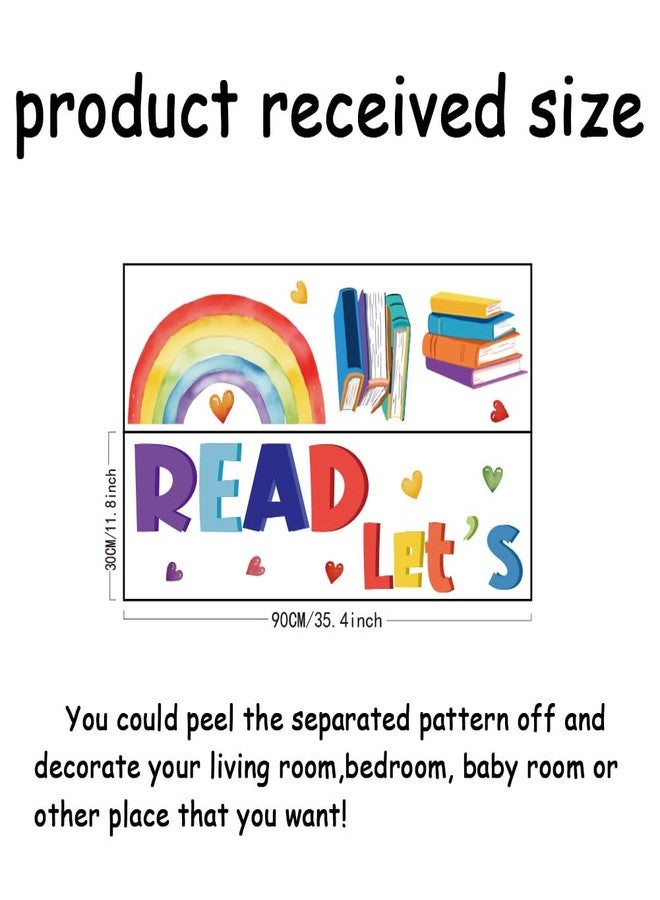 ملصقات حائط SUPERDANT Let's Read، ملصقات حائط لزاوية القراءة، كتاب، ملصق فني بألوان قوس قزح، ديكور ورق حائط للفصول الدراسية، ديكورات مكتبة الأطفال في الفصول الدراسية - Image 2