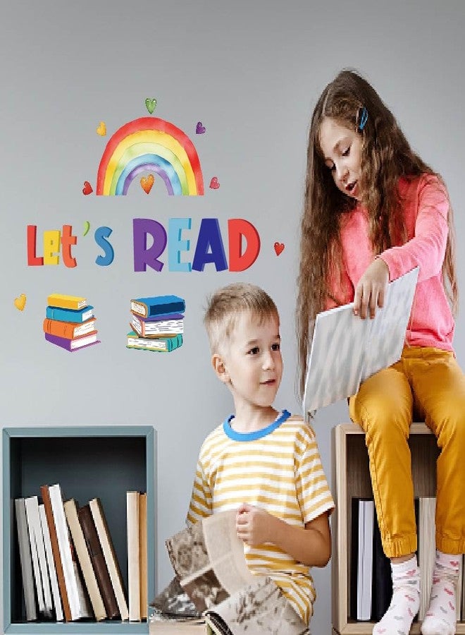 ملصقات حائط SUPERDANT Let's Read، ملصقات حائط لزاوية القراءة، كتاب، ملصق فني بألوان قوس قزح، ديكور ورق حائط للفصول الدراسية، ديكورات مكتبة الأطفال في الفصول الدراسية - Image 4