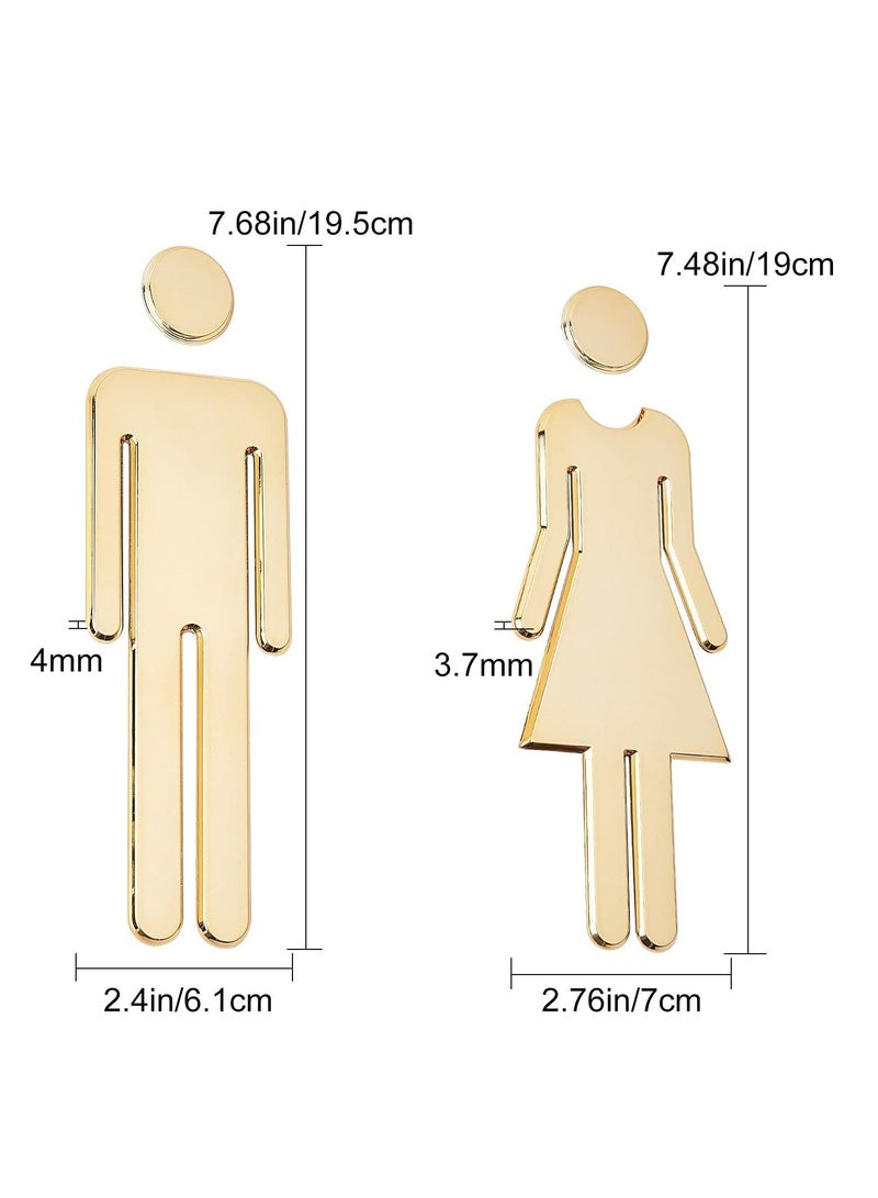 Generic Toilet Signs Self Adhesive for Ladies and Gentlemen Washroom Door Signs Bathroom WC Door Boys and Girls Logo Signage Toilet Wall Label Stickers for Home Hotel Office Store Parking Restaurant (Gold) - Image 3
