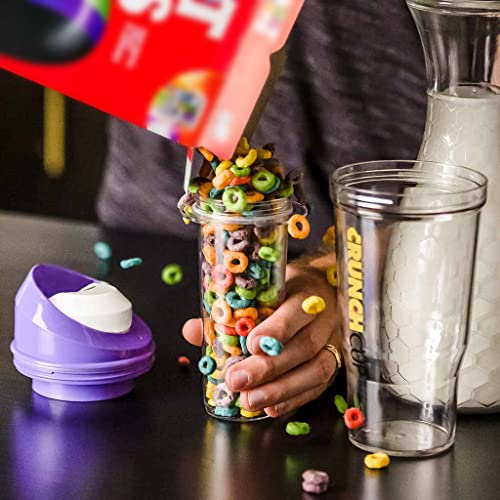 CRUNCHCUP XL Purple - Portable Plastic Cereal Cups for Breakfast On the Go, To Go Cereal and Milk Container for your favorite Breakfast Cereals, No Spoon or Bowl Required - Image 4