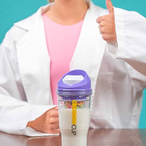 CRUNCHCUP XL Purple - Portable Plastic Cereal Cups for Breakfast On the Go, To Go Cereal and Milk Container for your favorite Breakfast Cereals, No Spoon or Bowl Required - Image 3