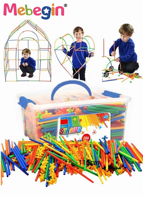 400pcs Children's 4D Space Straws Assembling Building Blocks Manual DIY Creative Assembly Assembling Luminous Assembling Building Toy