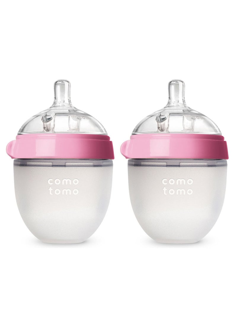 Comotomo Baby Bottle Bundle, Pink, (7 Piece Set) - Image 3