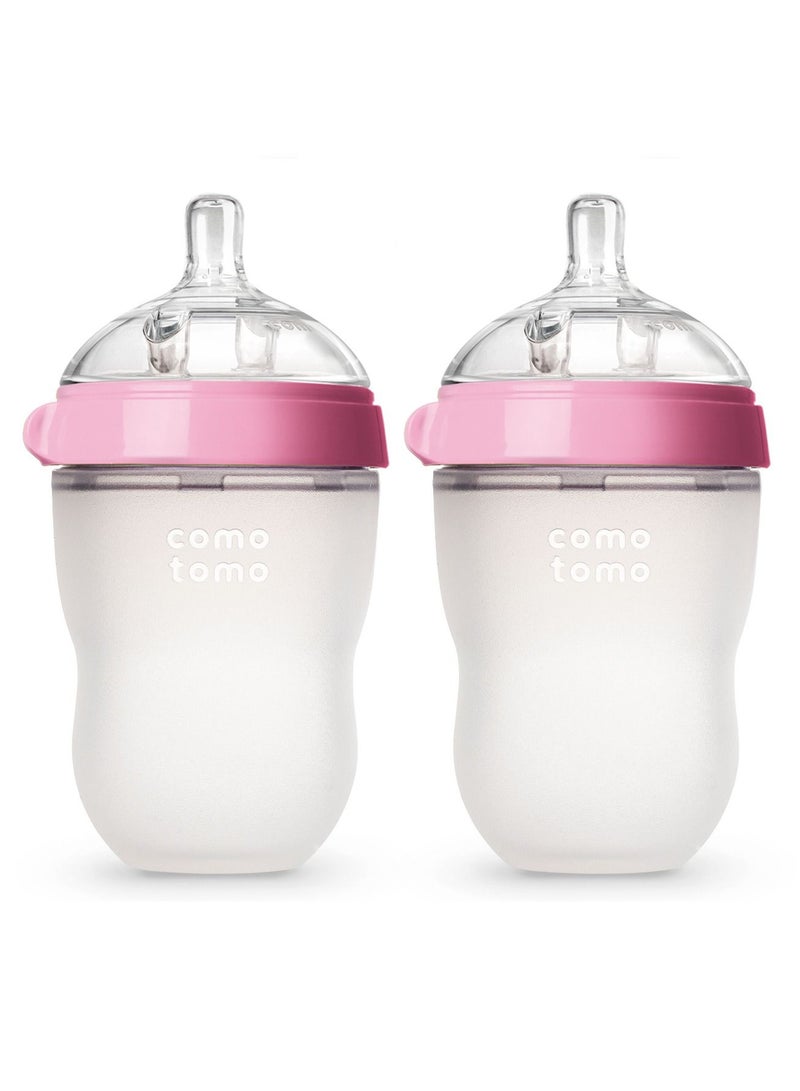 Comotomo Baby Bottle Bundle, Pink, (7 Piece Set) - Image 2