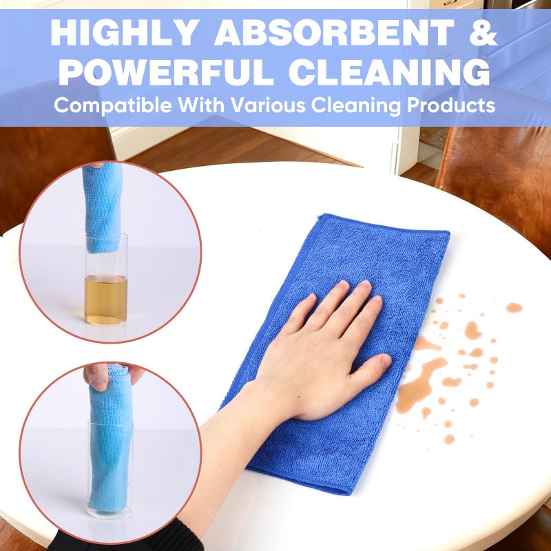 TEAWOO 10 Colors Microfiber Cleaning Cloths, 10 Pack Assorted Cleaning Rags, Highly Absorbent Microfiber Towels for Car, Kitchen, Bathroom and Household Cleaning, 11.8"X11.8" - Image 3
