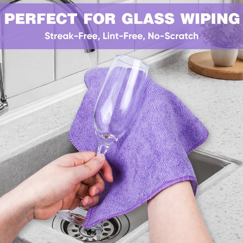 TEAWOO 10 Colors Microfiber Cleaning Cloths, 10 Pack Assorted Cleaning Rags, Highly Absorbent Microfiber Towels for Car, Kitchen, Bathroom and Household Cleaning, 11.8"X11.8" - Image 4