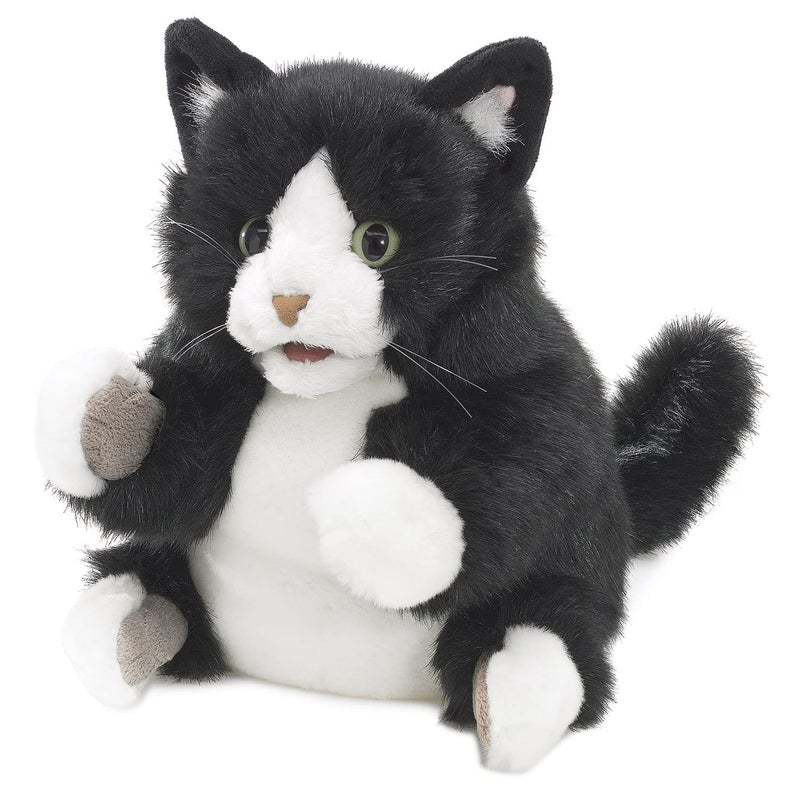 Folkmanis Tuxedo Kitten Hand Puppet Black White - Image 2