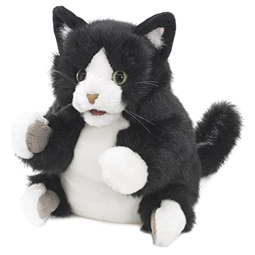 Folkmanis Tuxedo Kitten Hand Puppet Black White - Image 1