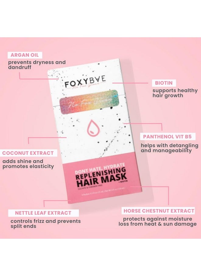 FoxyBae - Replenishing Hair Mask - Hydrating Argan Oil Hair Mask For Dry Damaged Hair And Growth - Deep Hair Conditioner Treatment & Color Treated Hair Mask Repair - 8 Convenient Packets - Image 1