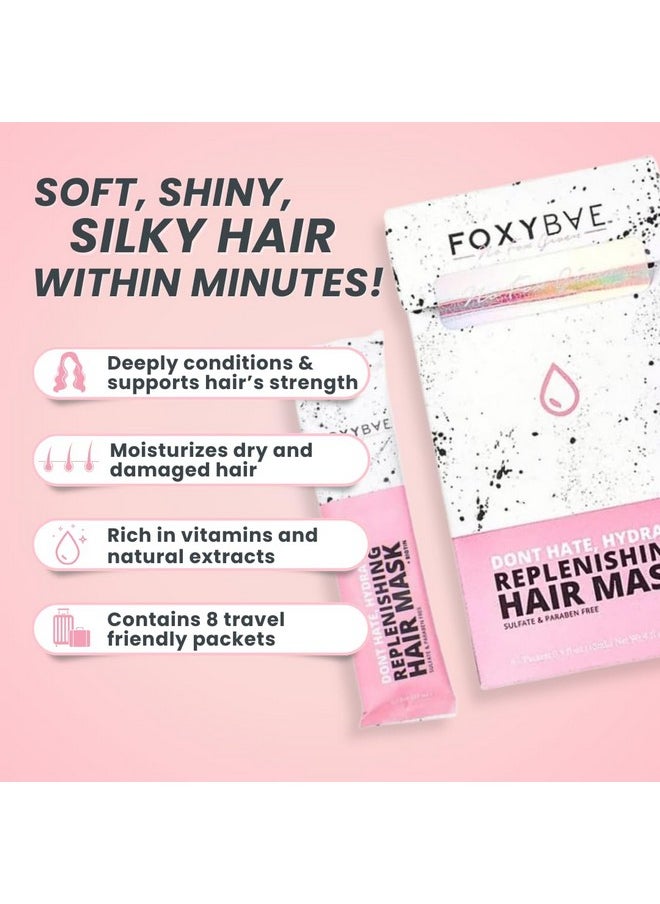 FoxyBae - Replenishing Hair Mask - Hydrating Argan Oil Hair Mask For Dry Damaged Hair And Growth - Deep Hair Conditioner Treatment & Color Treated Hair Mask Repair - 8 Convenient Packets - Image 1