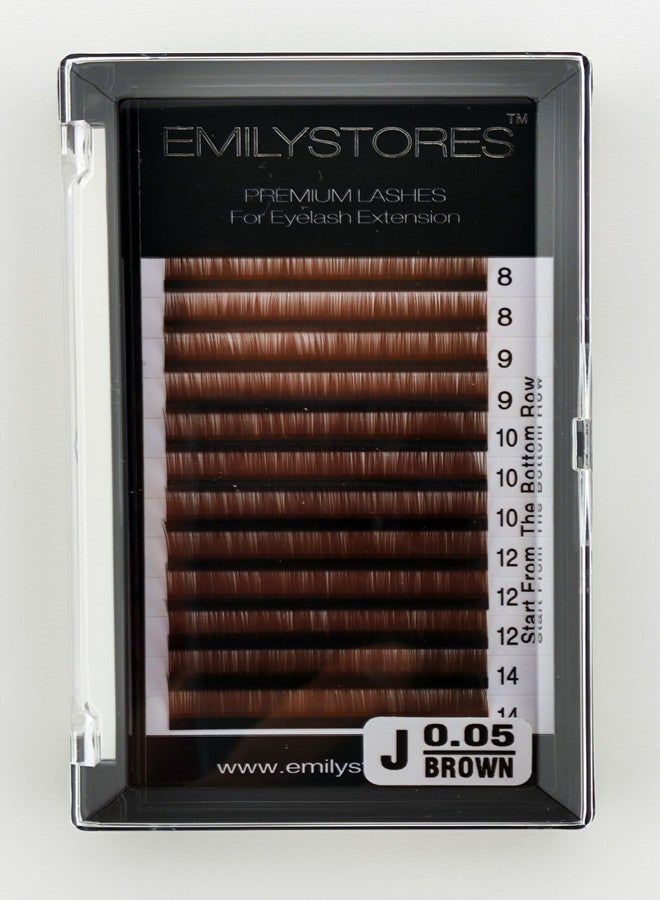 EMILYSTORES Eyelash Extensions, Brown Lashes 0.05mm Thickness, Mixed Lengths 8-14mm, J B C D Curl (Brown 0.05 J) - Image 2