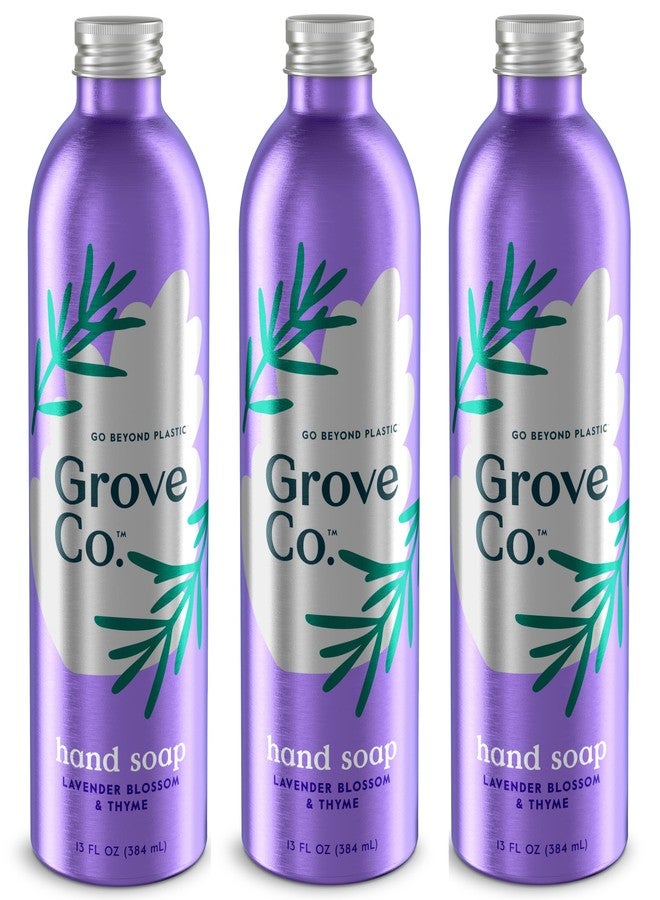 Grove Co. عبوة إعادة تعبئة صابون اليدين الجل من غروف كو، برائحة زهر اللافندر والزعتر، 3 × 13 أونصة سائلة - Image 1