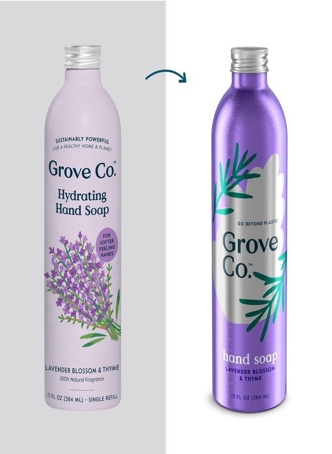 Grove Co. عبوة إعادة تعبئة صابون اليدين الجل من غروف كو، برائحة زهر اللافندر والزعتر، 3 × 13 أونصة سائلة - Image 2