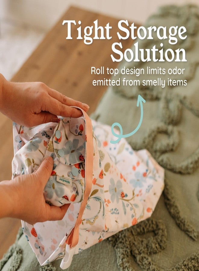 Kinder Set of 2 Water Resistant Wet Bags for Storing Laundry or Cloth Diapers Travel Size Wet Bag Daycare Beach Pool Wet Swimsuit Roll Top for Air Tight Odor Contained Washable Reusable (Polkadots) - Image 3