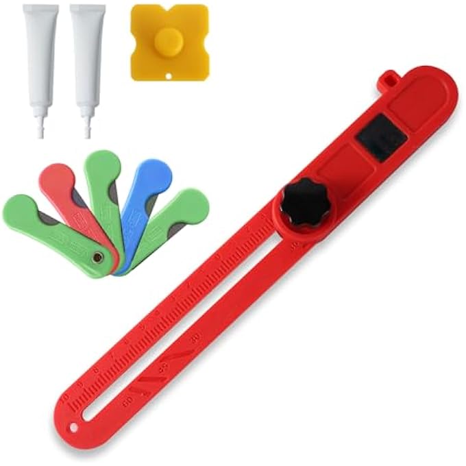 SCRIBER MARKING LINE RULER，EVA MOLDING TRIM TOOL KIT, ADJUSTABLE SLIDING T-SQUARE RULERWITH ANGLE ADJUSTMENT SCALE, INCLUDES 1 REPAIR PASTE，5 KNIVESAND A SCRAPE PLATE. - Image 1