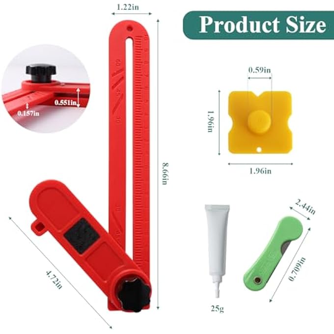 SCRIBER MARKING LINE RULER，EVA MOLDING TRIM TOOL KIT, ADJUSTABLE SLIDING T-SQUARE RULERWITH ANGLE ADJUSTMENT SCALE, INCLUDES 1 REPAIR PASTE，5 KNIVESAND A SCRAPE PLATE. - Image 3