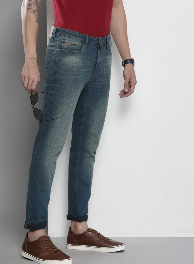 The Indian Garage Co Men Slim Fit Solid Mid-Rise Stretchable Jeans