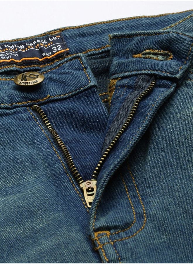 The Indian Garage Co Men Slim Fit Solid Mid-Rise Stretchable Jeans  - Image 3