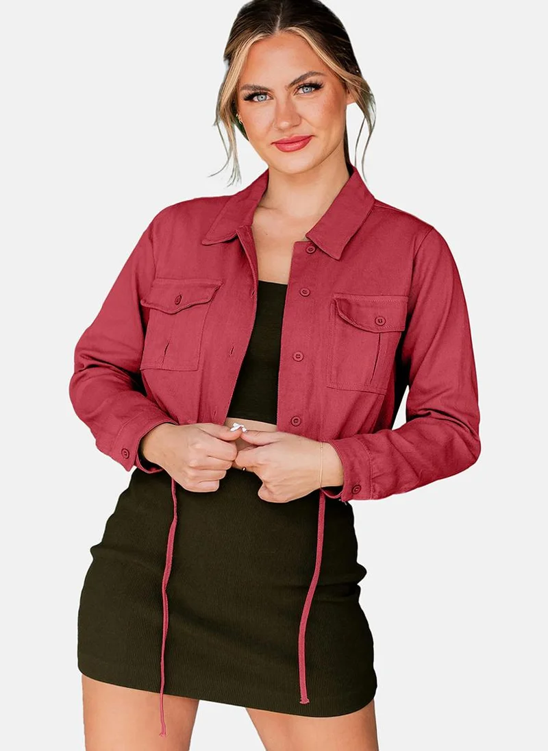 يونيكي Red Regular Fit Spread Collar Long Sleeves Shirts