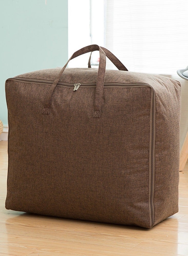 2pcs Fabric Soft Foldable Large Capacity Quilt Storage Bags Dust-proof Zipper Durable Blanket Clothes Coset Organizer Bin Waterproof Moving Packing Bag - Image 1