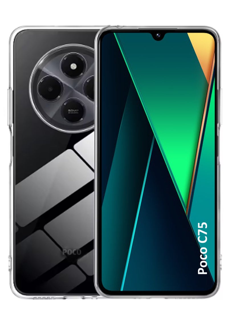 Poco C75 - Soft Flexible Transparent Silicone Protective Back Case Cover-Transparent - Image 1