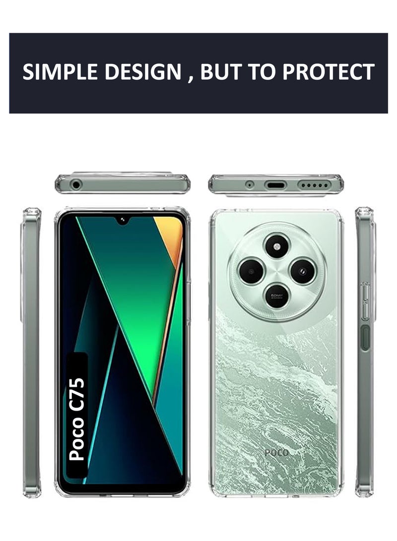 Poco C75 - Soft Flexible Transparent Silicone Protective Back Case Cover-Transparent - Image 2