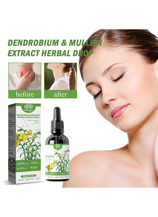 Clear Breath Dendrobium And Mullein Extract - Powerful Lung Support And Clean Breathing, Herbal Lung Health Serum, Root Mullein Extract Herbaceous, Suitable For Daily