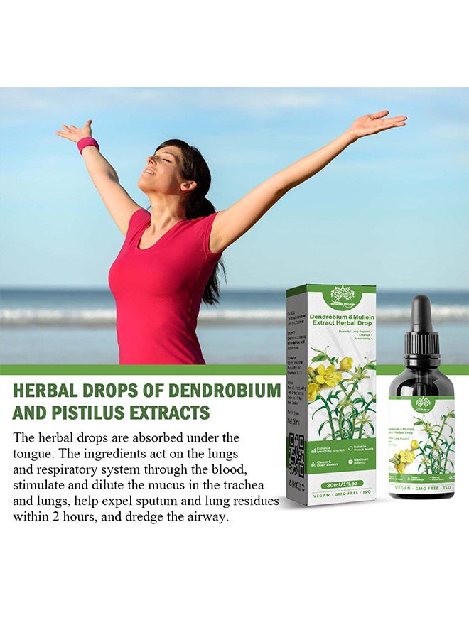 Clear Breath Dendrobium And Mullein Extract - Powerful Lung Support And Clean Breathing, Herbal Lung Health Serum, Root Mullein Extract Herbaceous, Suitable For Daily
