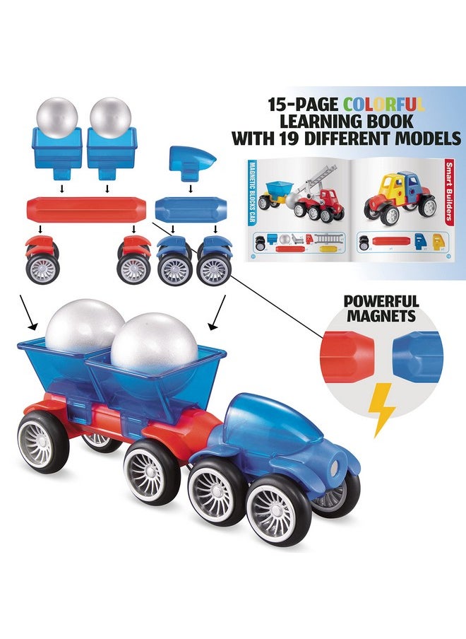 MOBIUS Toys - Cars Magnetic Building Blocks New Shapes For Creating Endless Construction Trucks Toys Including Play Mat Road Signs Montessori Stem Toy Boys & Girls And Magnetic Tiles For Kids Ages 48 - Image 1