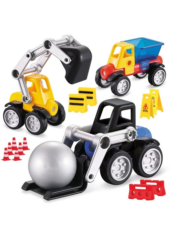 MOBIUS Toys - Cars Magnetic Building Blocks New Shapes For Creating Endless Construction Trucks Toys Including Play Mat Road Signs Montessori Stem Toy Boys & Girls And Magnetic Tiles For Kids Ages 48 - Image 1