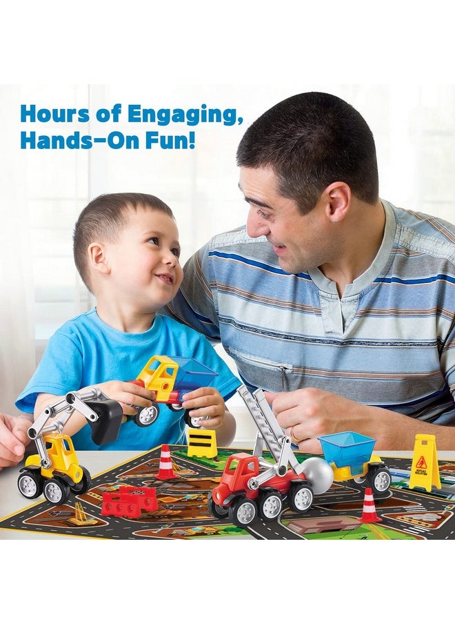 MOBIUS Toys - Cars Magnetic Building Blocks New Shapes For Creating Endless Construction Trucks Toys Including Play Mat Road Signs Montessori Stem Toy Boys & Girls And Magnetic Tiles For Kids Ages 48 - Image 1