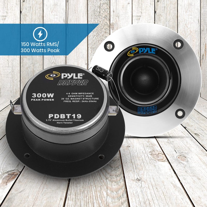 Pyle بيل برو 1 بوصة مكبرات صوت السيارة، 300 واط طاقة، نطاق تردد 2kHz-25kHz، مقاومة 4-8 أوم، ملف صوتي كابتون، بوق ألمنيوم، مكثف مايلار، هيكل قوي، تركيب سهل - Image 2