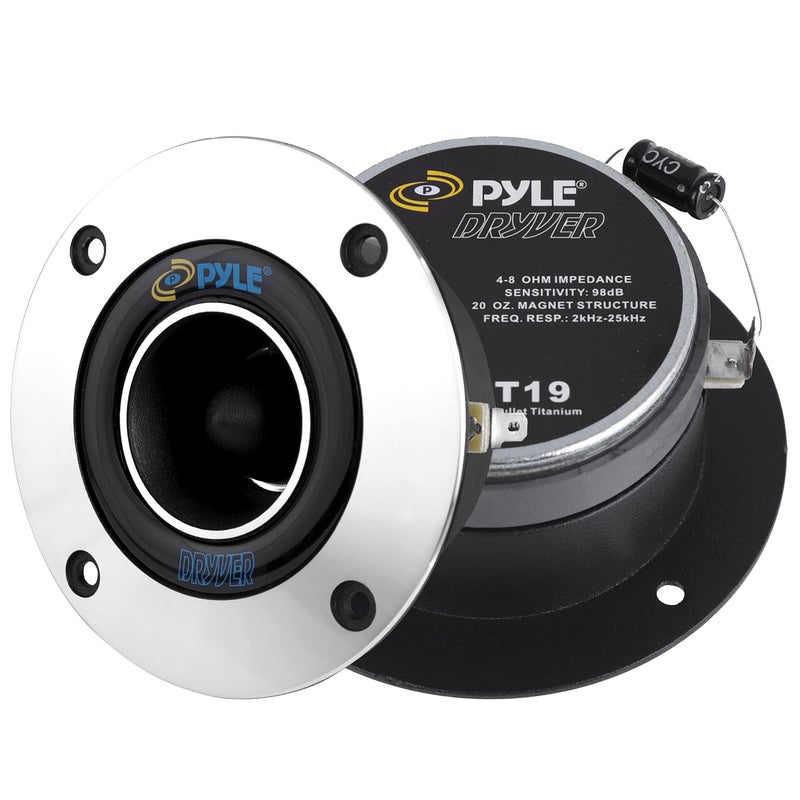 Pyle بيل برو 1 بوصة مكبرات صوت السيارة، 300 واط طاقة، نطاق تردد 2kHz-25kHz، مقاومة 4-8 أوم، ملف صوتي كابتون، بوق ألمنيوم، مكثف مايلار، هيكل قوي، تركيب سهل - Image 1