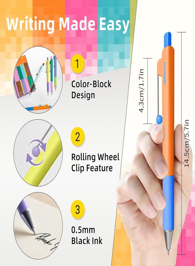 YOXMJDB Gel Pens, 5 Pcs 0.5mm Black Ink Fine Point Pens Quick-Drying Retractable Pens with Diamond-Shaped Barrel, Smooth Writing Pens for Journaling & Note Taking (5 Pcs Z3 Color-Block) - Image 3