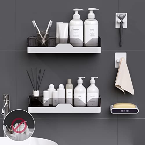 UIFER 2-Pack Shower Caddy, Adhesive Shower Shelves with Soap Holder and 2 Razor hooks, No Drilling Shower Racks, Used for Bathroom and Kitchen - Image 2