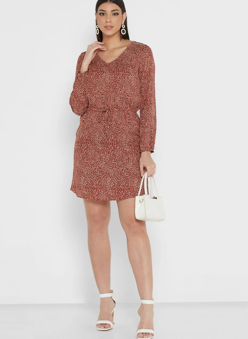 ONLY Print Long Sleeve Dress