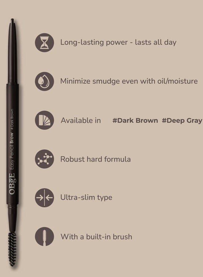 OBgE Easy Pencil Brow (Dark Brown, 0.003oz) - Ultra Fine Eyebrow Pencil with Brush for Precise and Effortless Brow Shaping. Long Lasting Natural Color. - Image 3