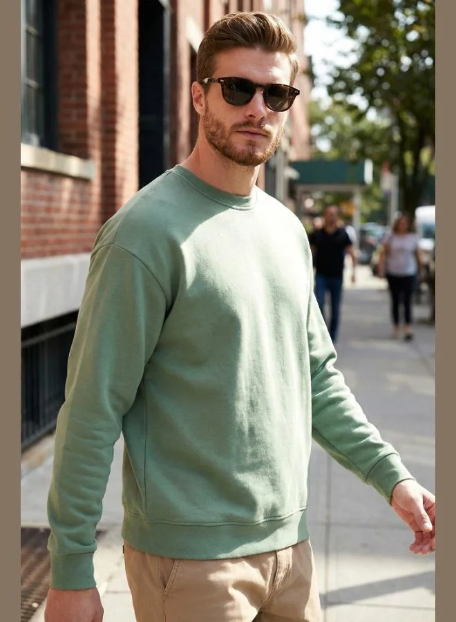 بوراتي سويت شيرت رجالي قطن مبطن بفرو ناعم بياقة دائرية بقصة عادية من بوراتي