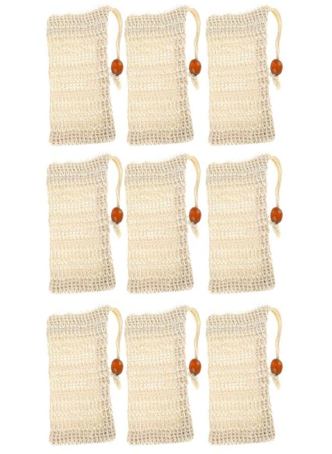 dangjuacua 9 Pack Cotton Linen Soap Pouch (5.51"x3.54" - Natural Sisal Exfoliating Soap Saver Bags with Drawstring, Plastic-Free Mesh Nets for Bath & Shower, Foaming & Drying - Image 1