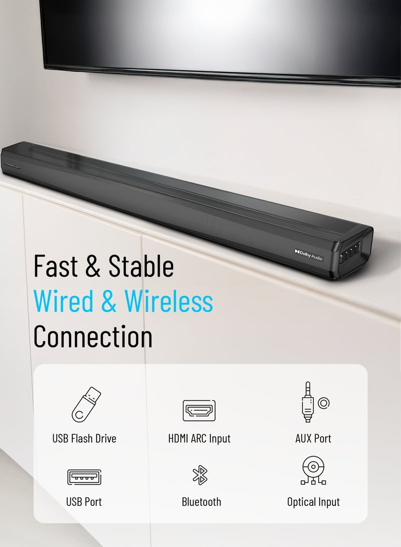 باورولوجي مكبر صوت منزلي لاسلكي 5.1 مع صوت محيطي غامر 5.1CH، تقنية Dolby Audio، قوة صوت قصوى 370 واط (P.M.P.O)، مكبر صوت قوي بقياس 6.5 بوصة، جودة سينمائية، Bluetooth 5.0، شاشة LED - أسود - Image 3