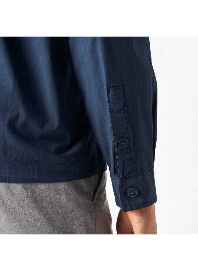 Ecko Unltd. Ecko Unltd Solid Utility Shirt with Pockets and Long Sleeves