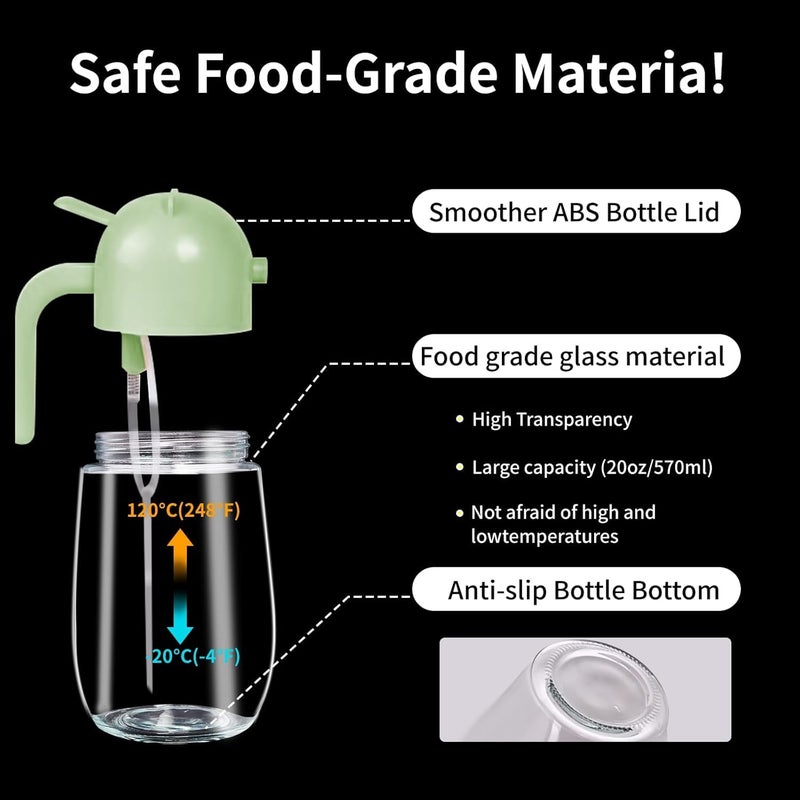 Baskety Oil Sprayer for Cooking 2 in 1 580Ml Oil Dispenser for Kitchen Spray Glass Olive Oil Sprayer Oil Dispenser Bottle Spray and Pour Glass Oil Sprayer for Salad Making Baking BBQ Green - Image 4