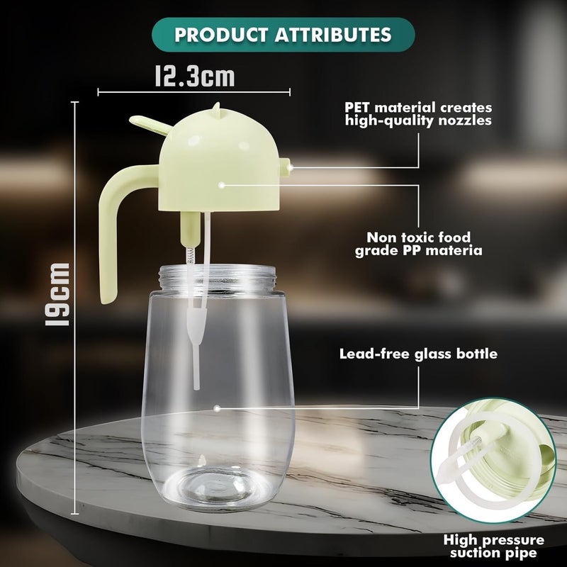 Baskety Oil Sprayer for Cooking 2 in 1 580Ml Oil Dispenser for Kitchen Spray Glass Olive Oil Sprayer Oil Dispenser Bottle Spray and Pour Glass Oil Sprayer for Salad Making Baking BBQ Green - Image 2
