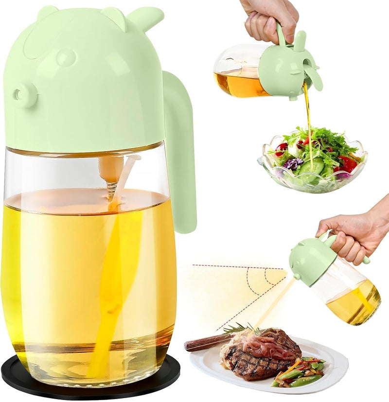 Baskety Oil Sprayer for Cooking 2 in 1 580Ml Oil Dispenser for Kitchen Spray Glass Olive Oil Sprayer Oil Dispenser Bottle Spray and Pour Glass Oil Sprayer for Salad Making Baking BBQ Green - Image 1