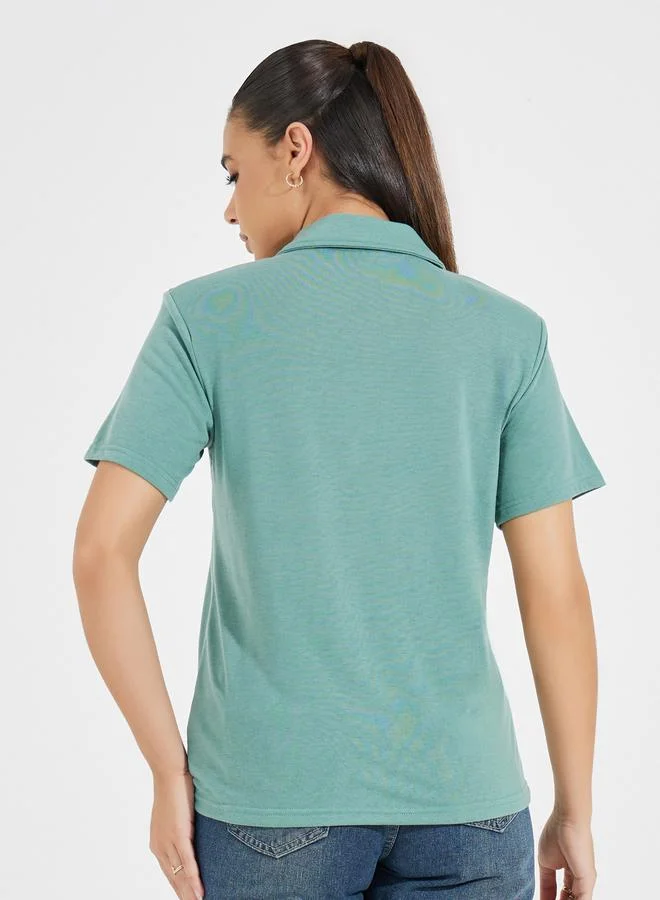 Styli Regular Fit Collared Polo T-Shirt with Padded Shoulder
