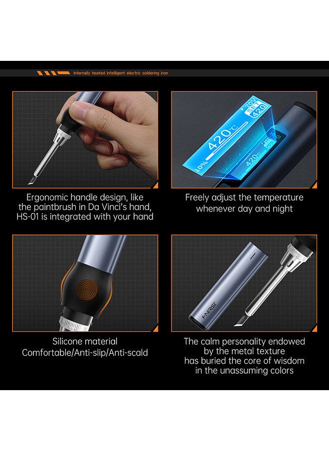 Intelligent Electric Soldering Iron Portable Soldering Station 0.87inch OLED Display Aluminum Alloy Housing with Temperature Adjustment Input Voltage Adjustable Function